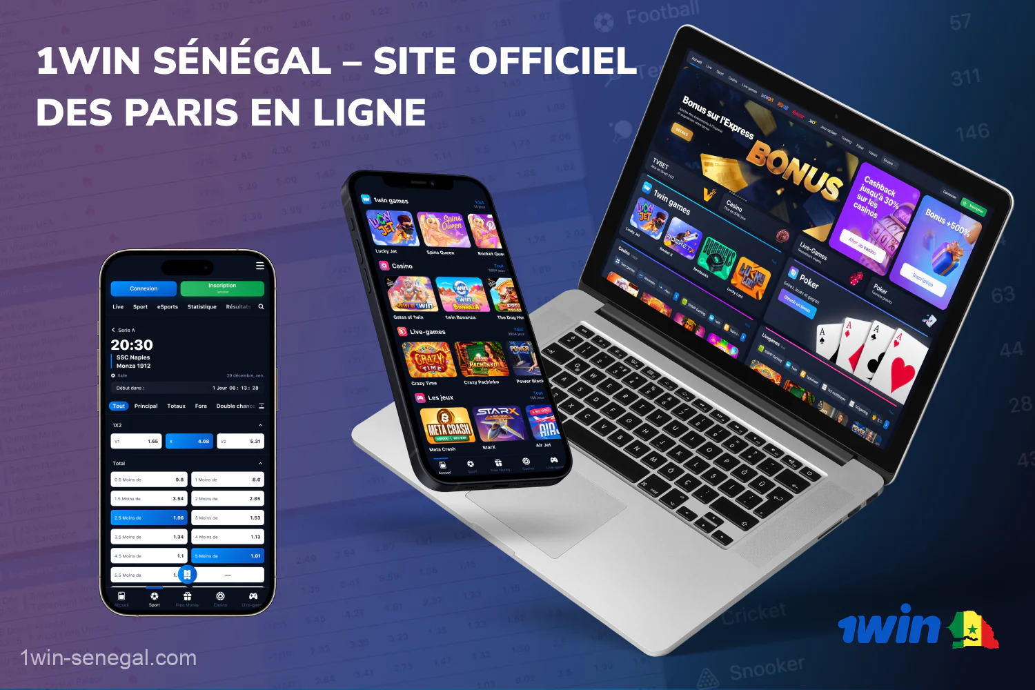 Les joueurs du Sénégal peuvent placer des paris sportifs et jouer aux casinos en ligne avec 1win