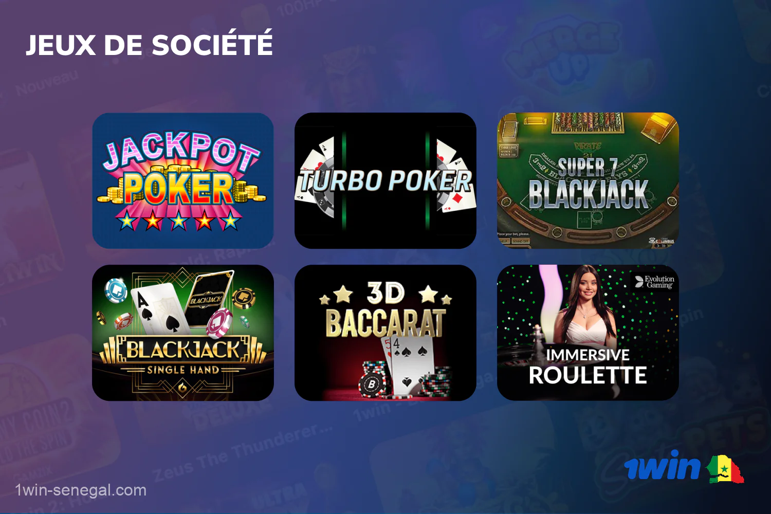 Les joueurs sénégalais de 1win aiment particulièrement jouer aux jeux de société