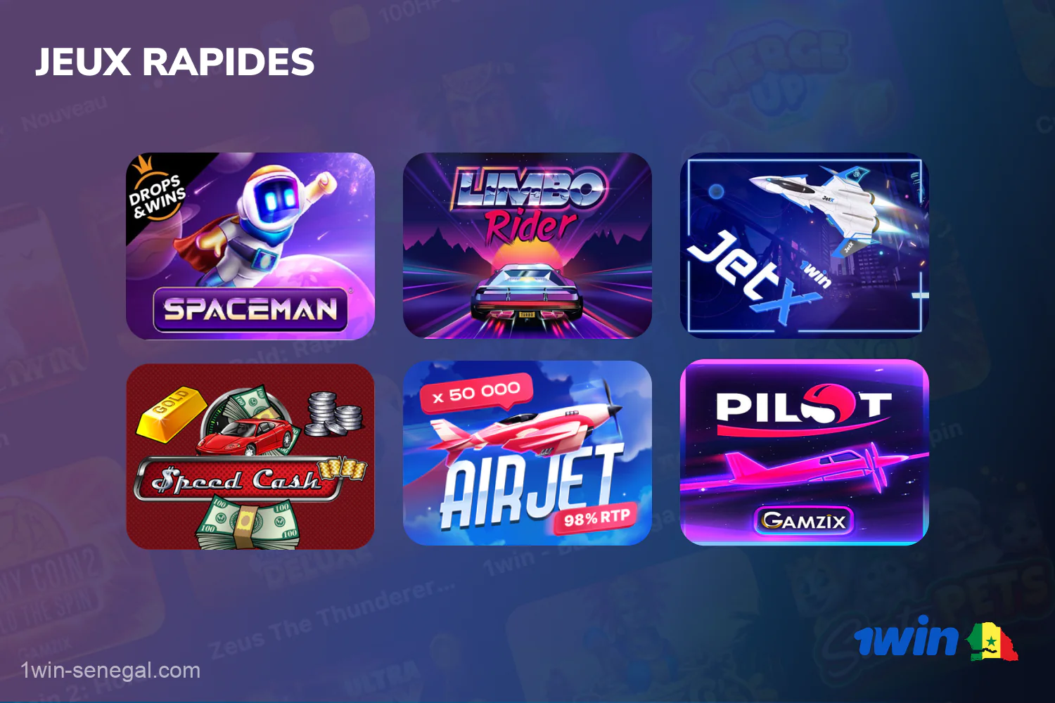 Les jeux rapides sont particulièrement populaires parmi les joueurs 1win au Sénégal en raison des gains rapides et des diverses mécaniques