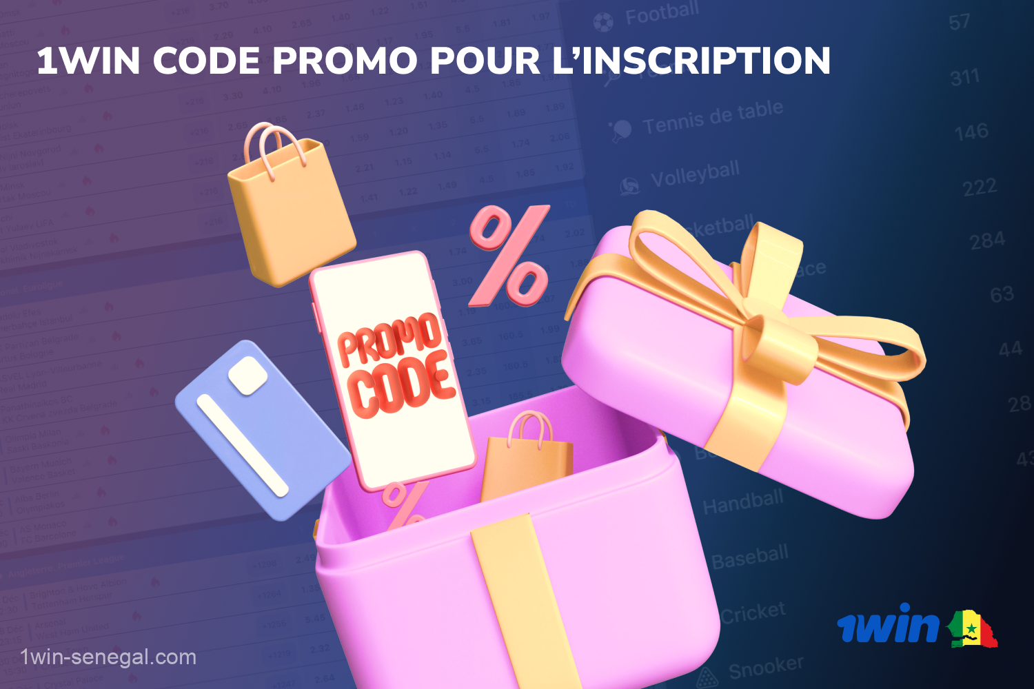 Les utilisateurs du Sénégal peuvent recevoir un bonus supplémentaire lors de leur inscription à 1win en utilisant un code promotionnel spécial