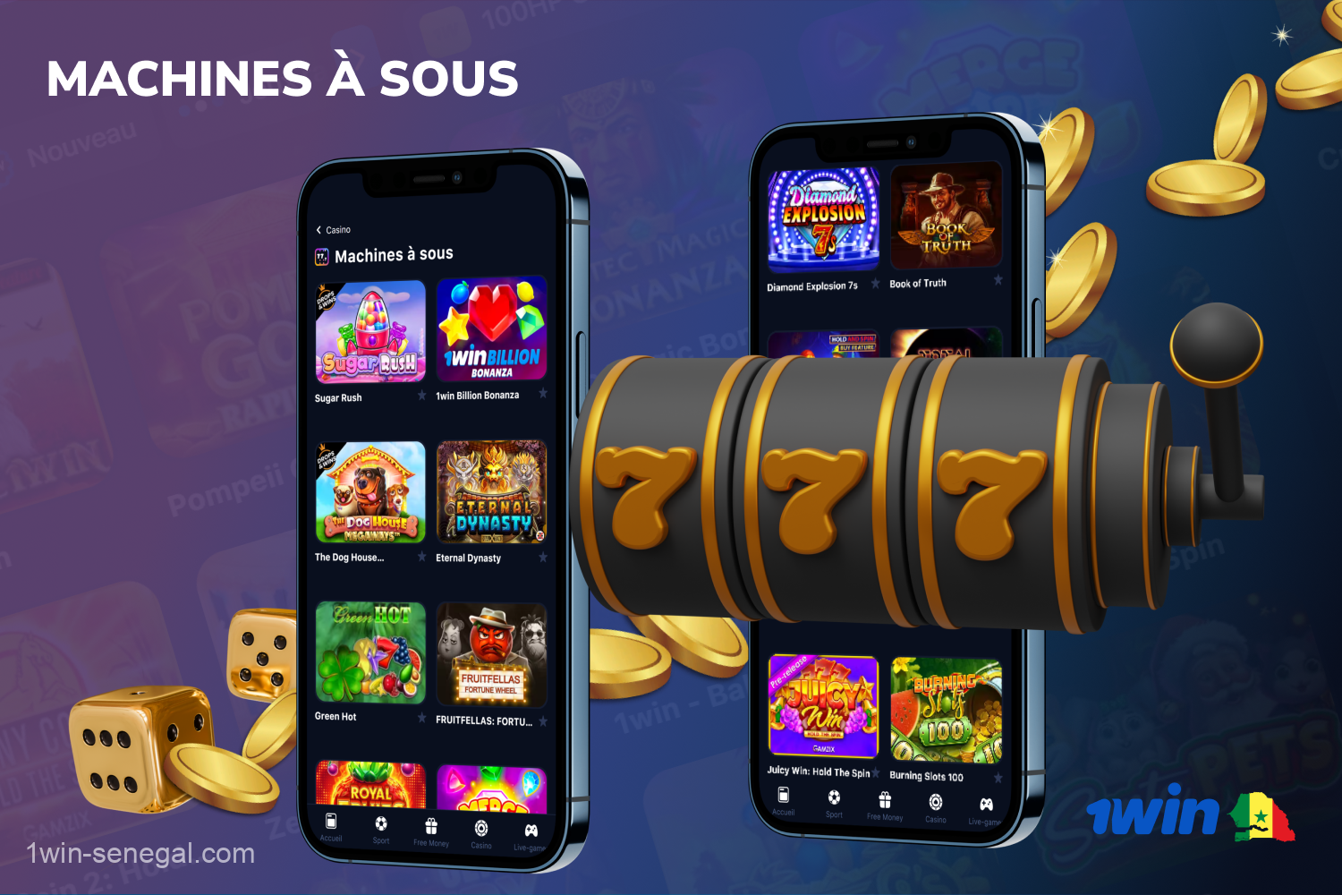 Les utilisateurs de 1win casino au Sénégal apprécient particulièrement la variété des machines à sous disponibles à la fois sur le site et sur l'application mobile