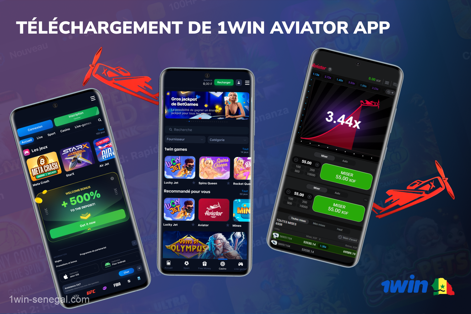 Vous pouvez jouer à Aviator non seulement sur le site Internet, mais également dans l'application mobile 1win casino pour smartphones sous Android ou iOS