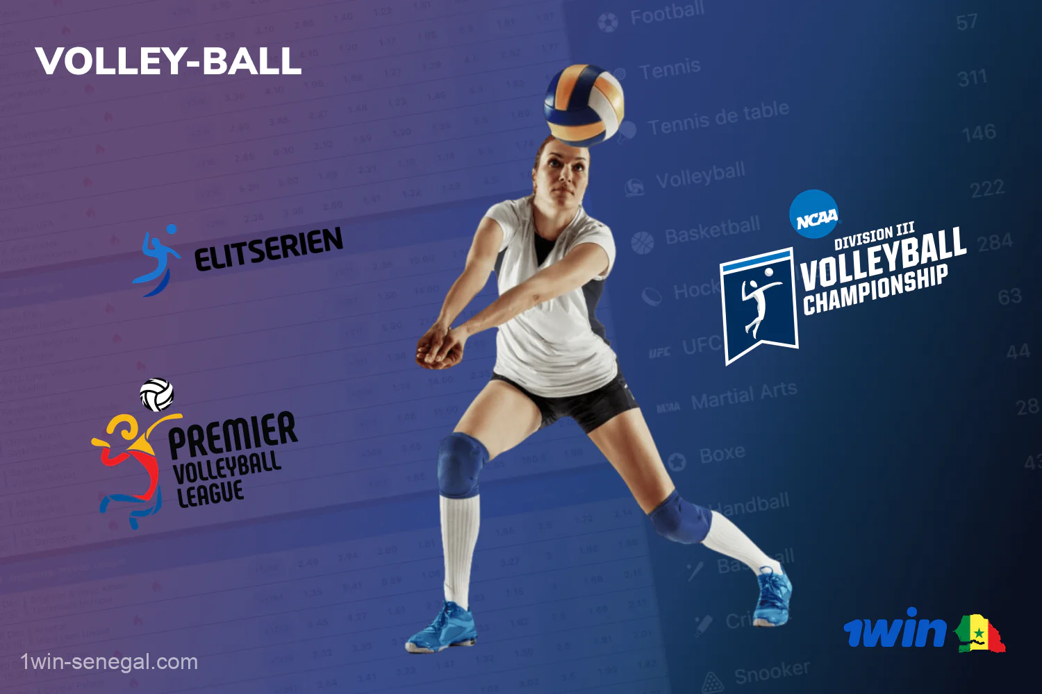 Les joueurs sénégalais peuvent parier sur les matchs des compétitions de volley-ball les plus populaires sur le site de paris 1win
