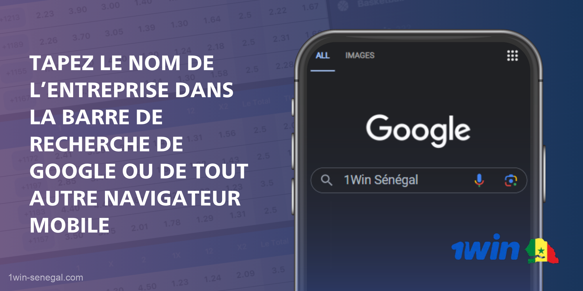 Pour installer 1Win sur un smartphone, un utilisateur sénégalais doit saisir le nom dans la barre de recherche Google