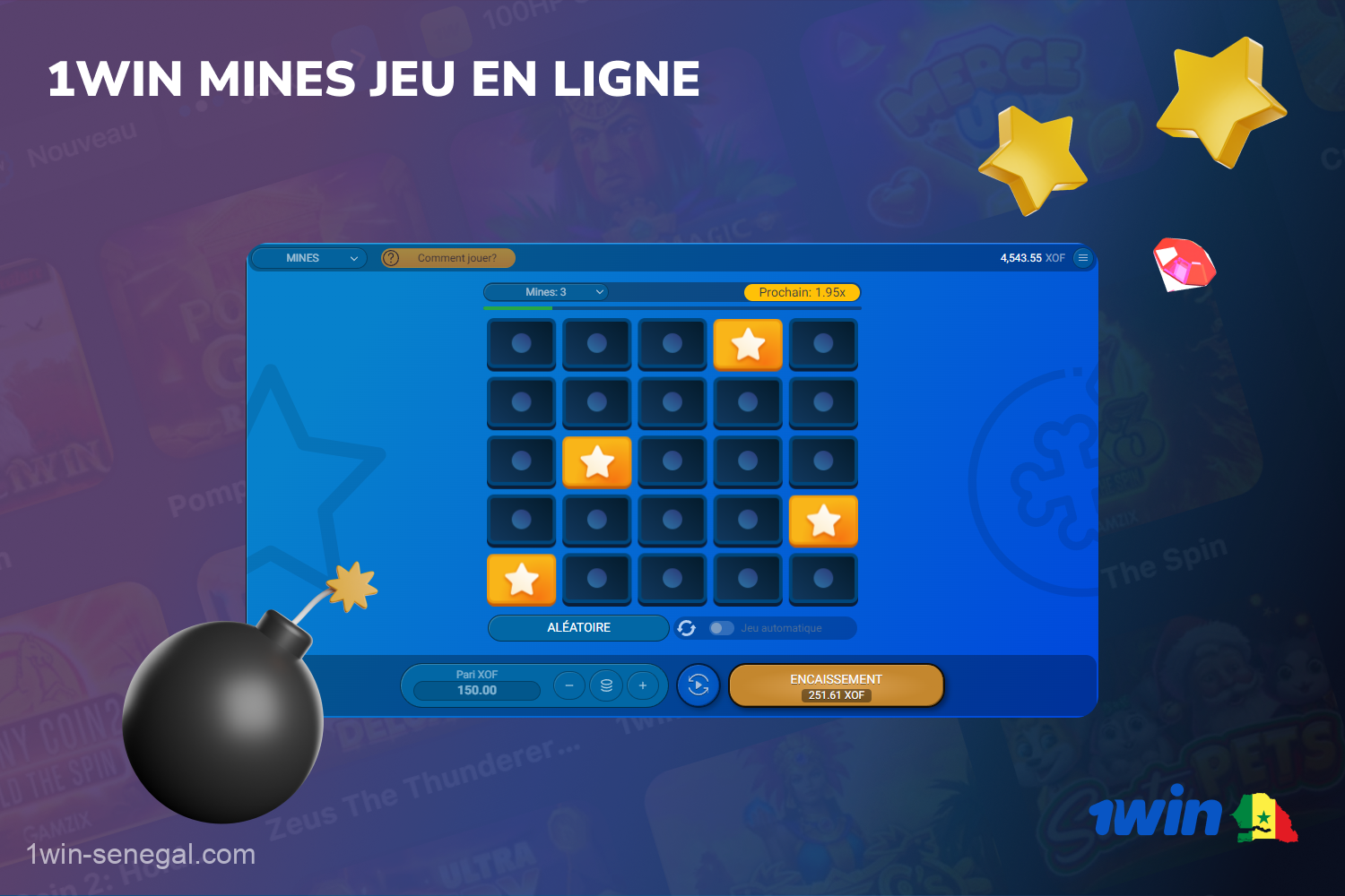 Sur 1win, les utilisateurs sénégalais peuvent jouer à Mines, un jeu populaire qui combine stratégie, chance et excitation pour gagner beaucoup d'argent