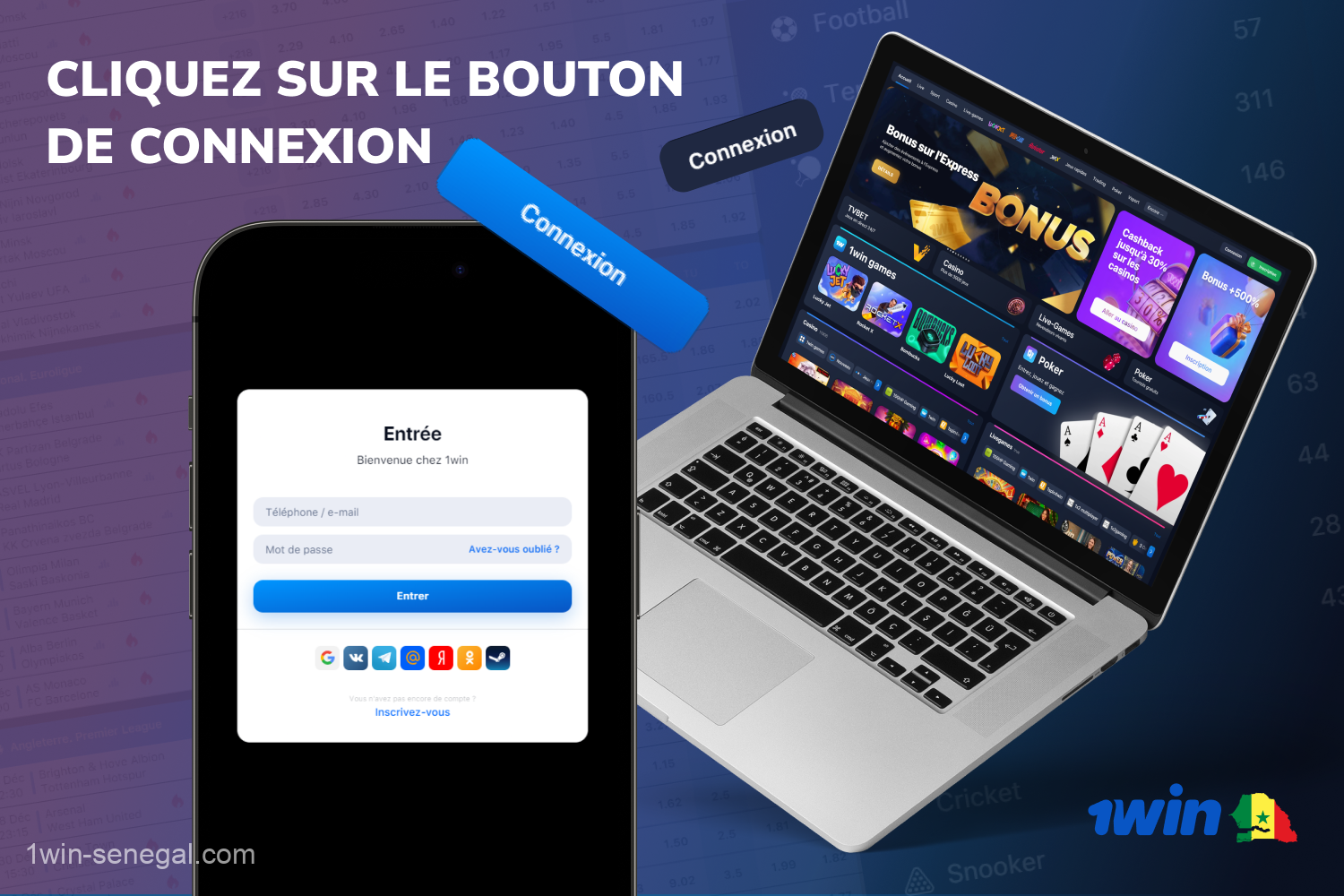 Pour se connecter à leur 1win, les utilisateurs sénégalais doivent cliquer sur le bouton de connexion sur le site web ou l'application mobile