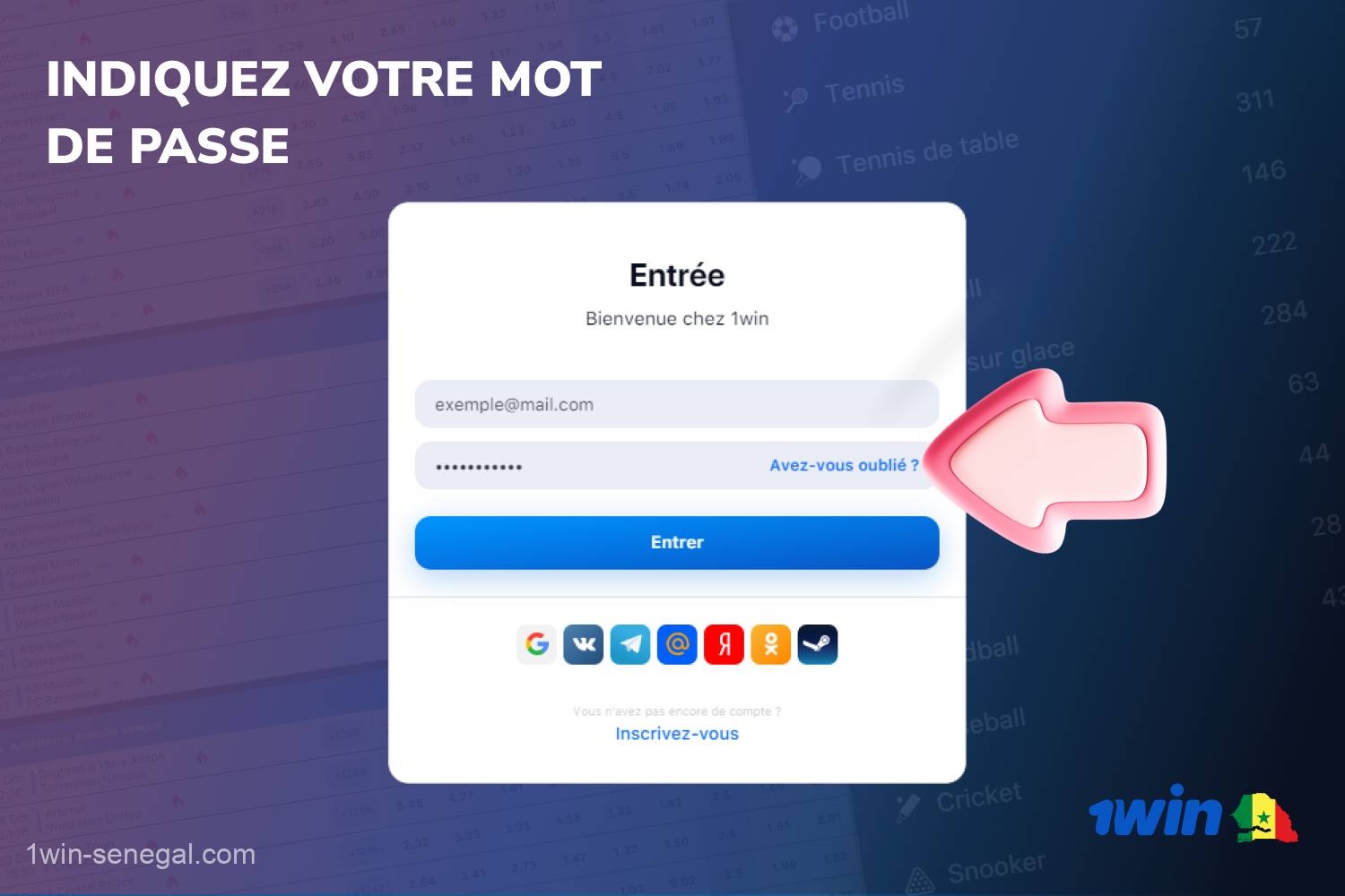 Pour se connecter à leur compte 1win, les utilisateurs sénégalais doivent saisir leur mot de passe dans le champ approprié