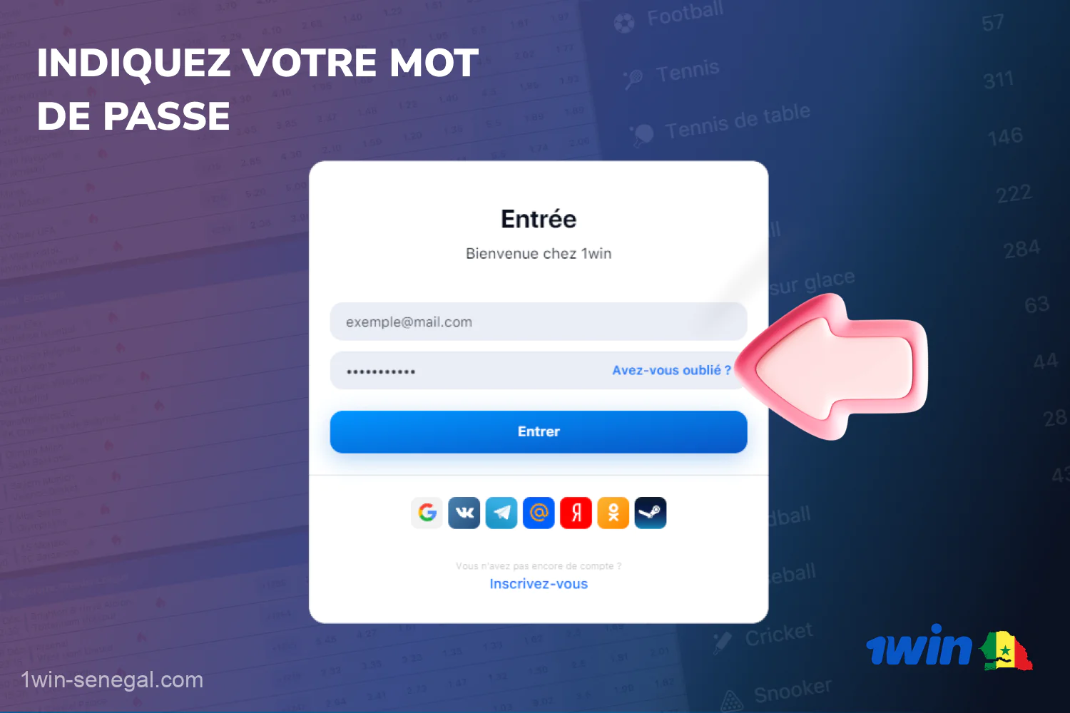 Pour se connecter à leur compte 1win, les utilisateurs sénégalais doivent saisir leur mot de passe dans le champ approprié