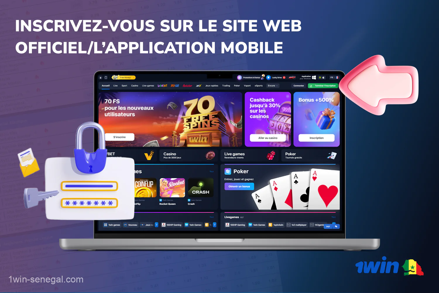 Pour commencer à parier sur des sports chez 1win, les joueurs du Sénégal doivent s'inscrire et se connecter à leur compte