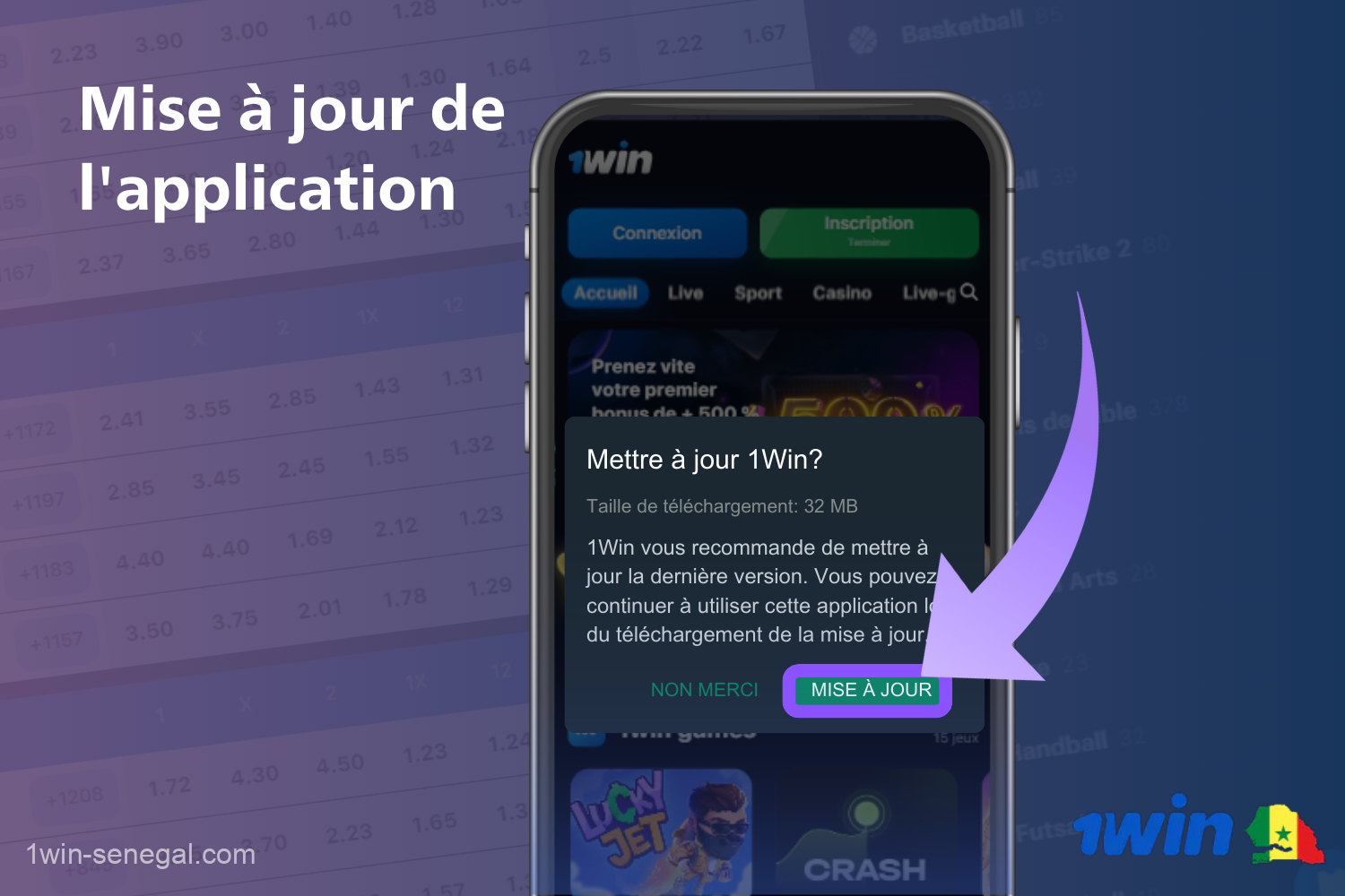 Les utilisateurs du Sénégal peuvent mettre à jour 1win vers la dernière version