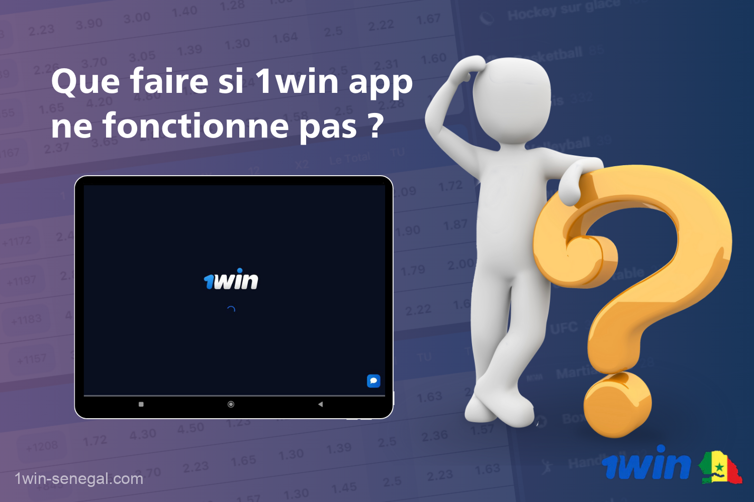 Que dois-je faire si je ne travaille pas avec une application? Les Senegalets doivent prendre ces mesures pour résoudre les problèmes actuels en utilisant 1WIN APK