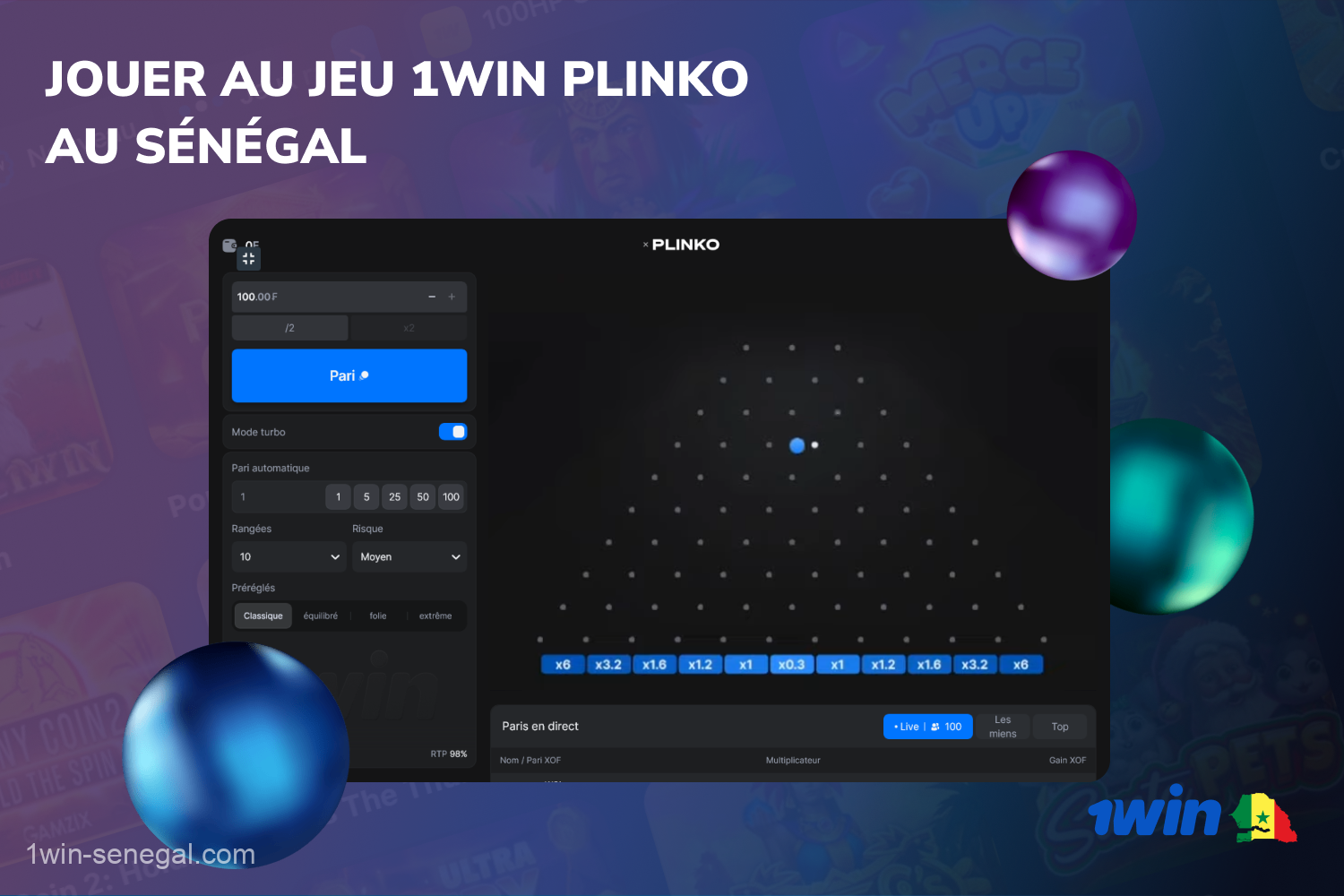 Les joueurs du Sénégal peuvent profiter du jeu passionnant 1win Plinko en ligne et recevoir un bonus de bienvenue de 500%