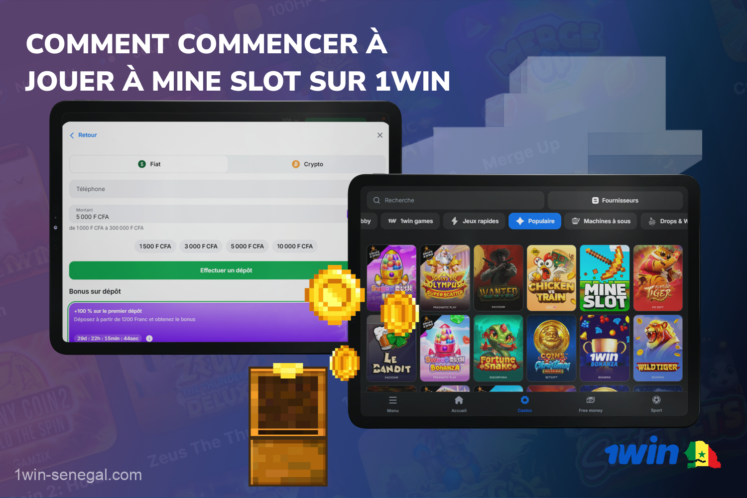 Pour commencer à jouer à Mine Slot au Sénégal, créez d'abord un compte 1win et approvisionnez votre compte
